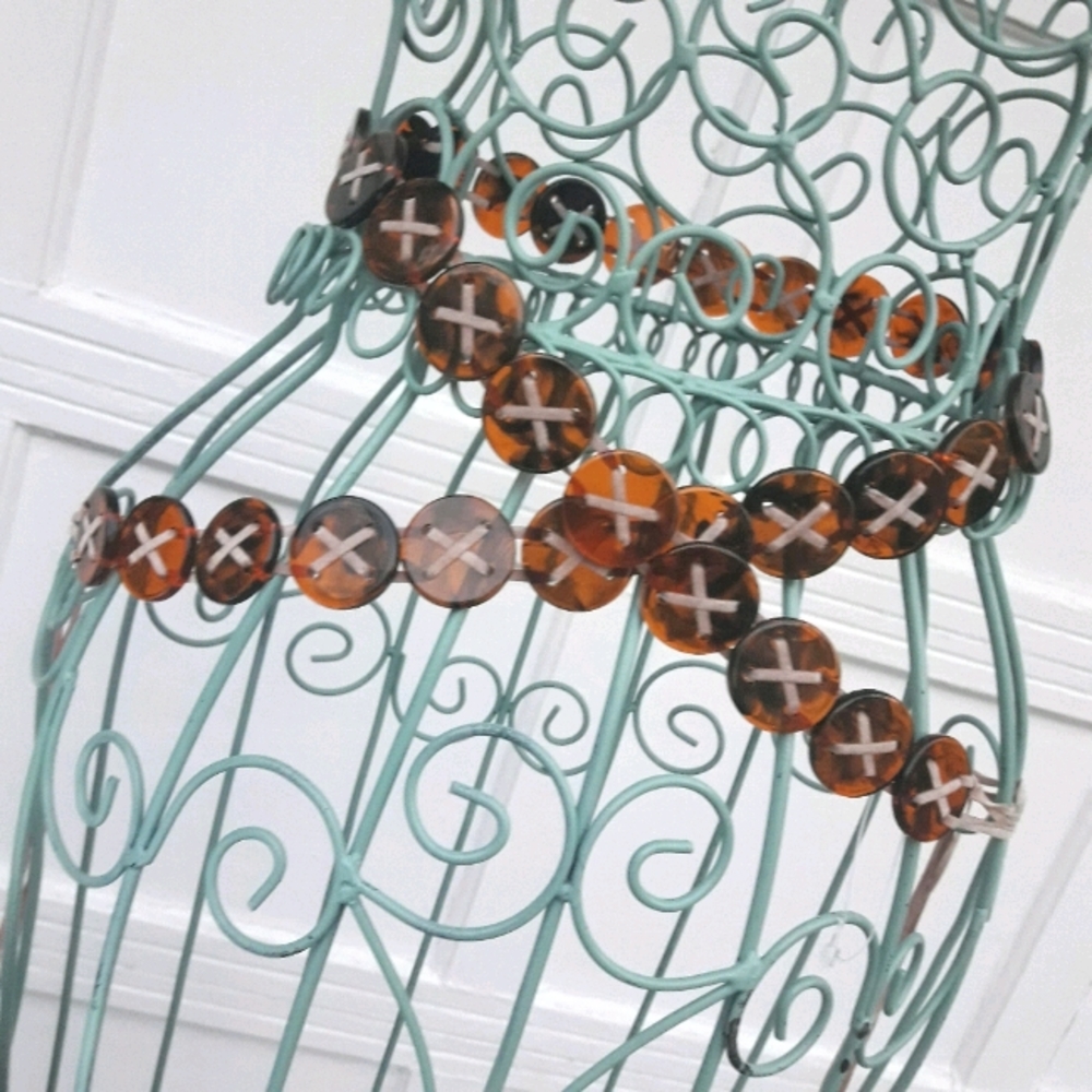 Chain Belt Tortoise Shell Buttons Retro Vintage - Picture 14 of 14